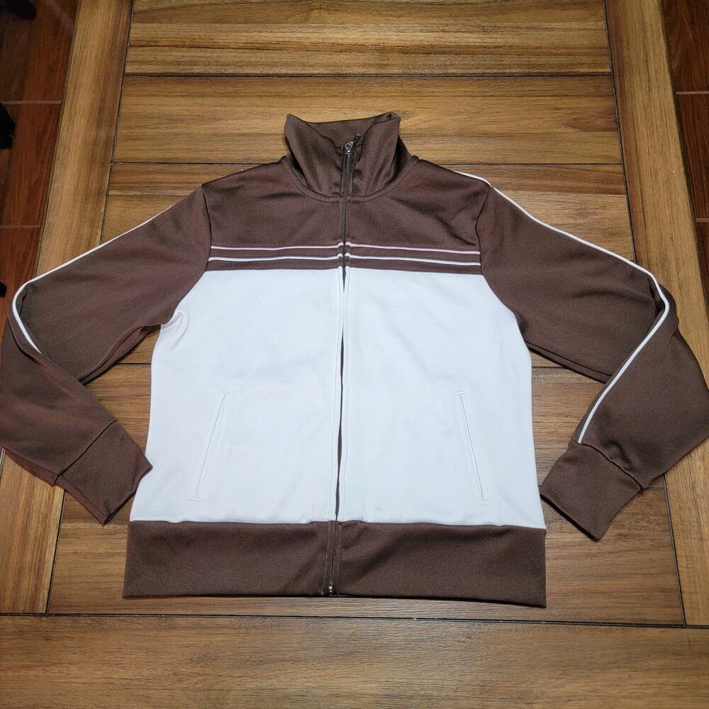 Tek Gear Brown & White Athletic Full Zip Jacket - Size Small